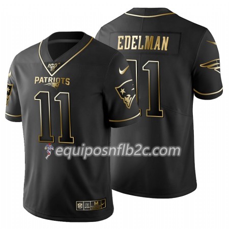 Camiseta Hombre NFL New England Patriots Julian Edelman 11 Nike Negro Golden Edition 100th